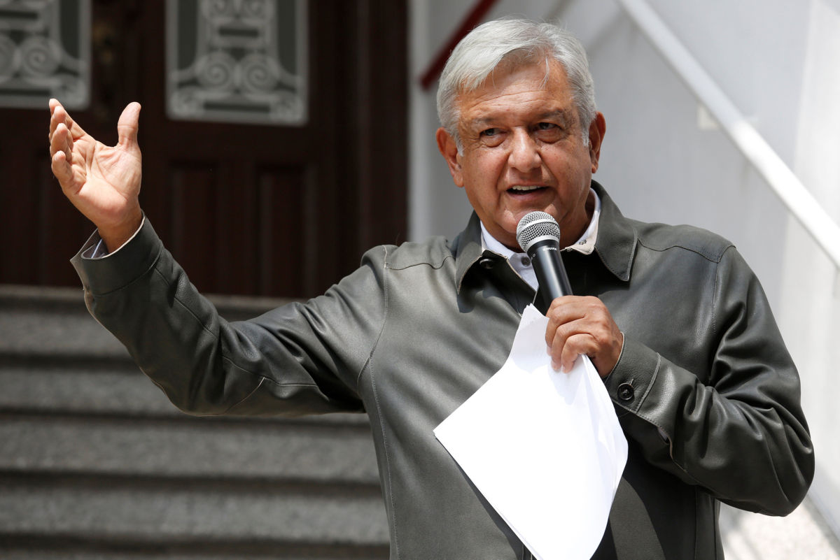 Mexico's president-elect Lopez Obrador holds a news conference in Mexico City